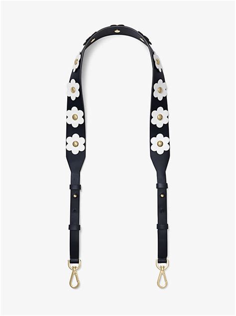 flower guitar strap michael kors|Floral Appliqué Leather Shoulder Strap .